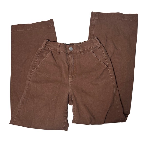 Forever 21 Pants - Forever 21 Wide Leg Pants Womens XS Brown High Rise Elastic Waist Skater Utility